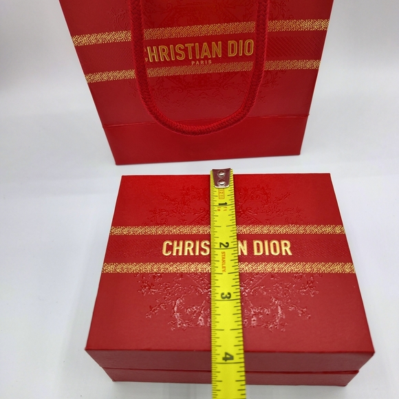 Dior Red Gift Box & Rope Bag Set | Gold Logo Special Edition Packaging LIKE NEW - Picture 10 of 14